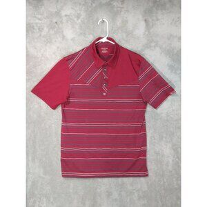 OGIO Shirt Mens Medium Red Striped Polo Short Sleeve Casual Performance